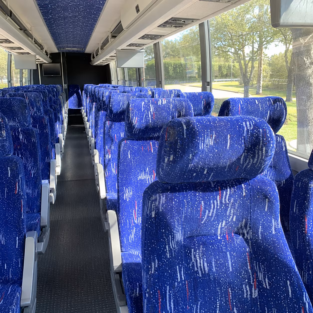 56 passenger charter bus inside