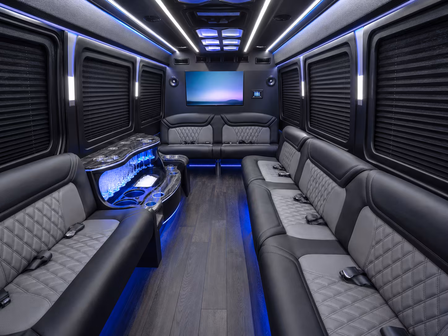 carrollton 40 passenger party bus inside
